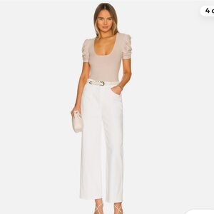 Free People - Beige Puff Sleeve Body Suit